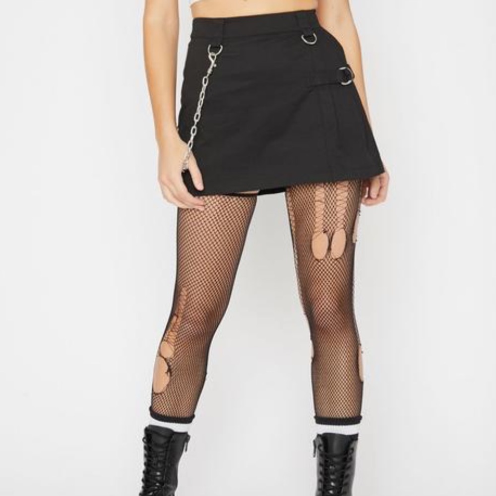 Dolls Kill mini skirt with chain